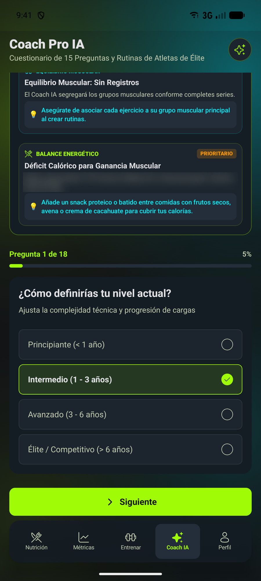 Plan semanal generado por el Coach IA