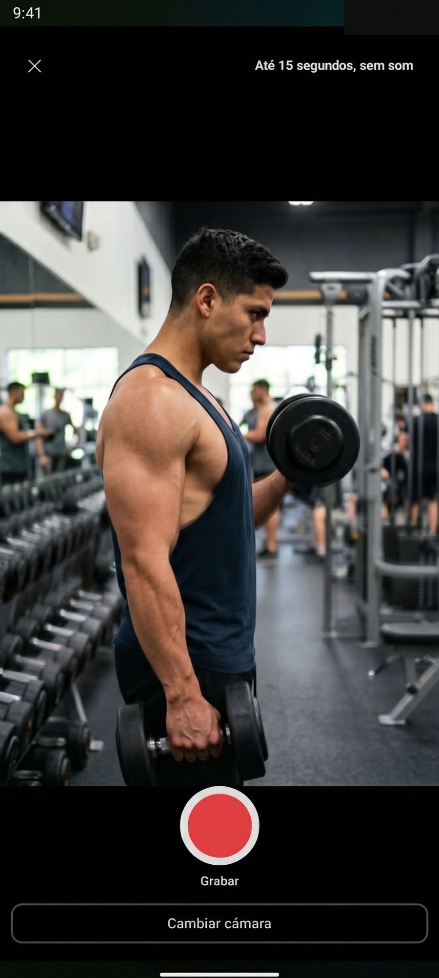 Gravador de vídeo de exercício com o limite de 15 segundos