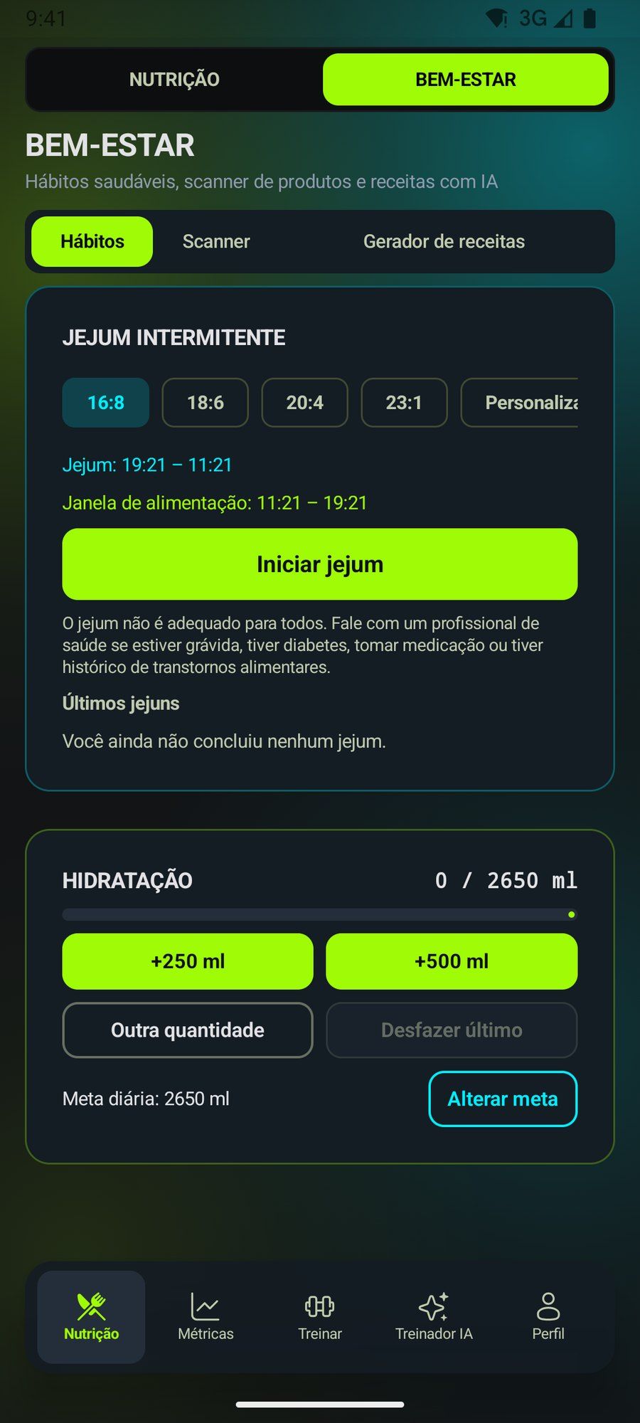 Hábitos de bem-estar: jejum intermitente e hidratação